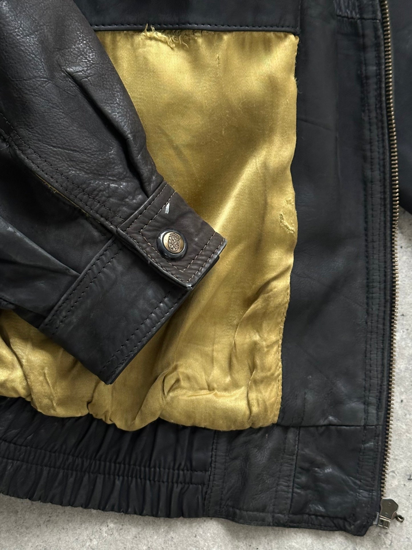 Vintage 1990s Aged Leather Bomber Jacket - XL