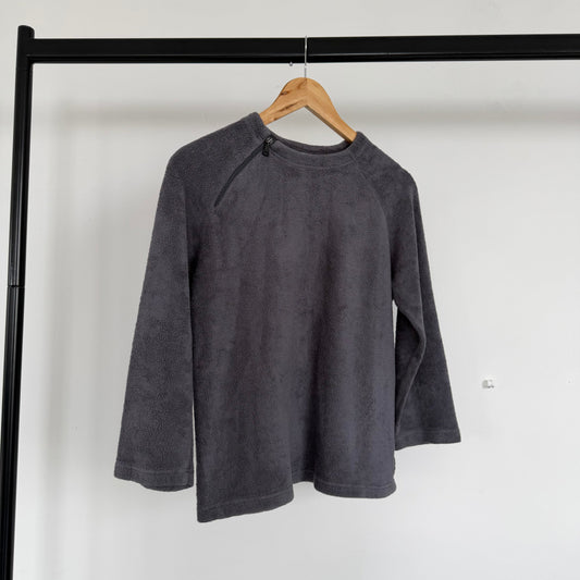 1990s armani jeans asymmetrical zip fleece | O/S, Blue