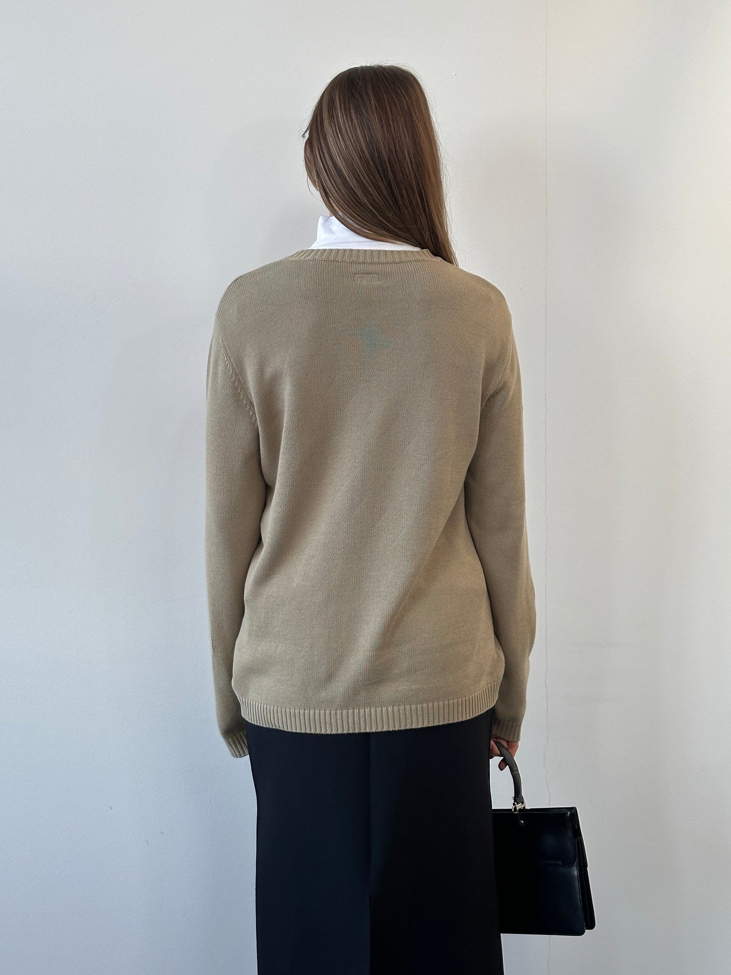 Armani Jeans 1990s Pure Cotton Logo Knitted Jumper - L