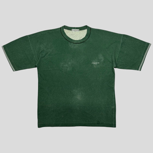 Stone Island 1989 Marina Stripe Washed Green Logo T-shirt - M (L)
