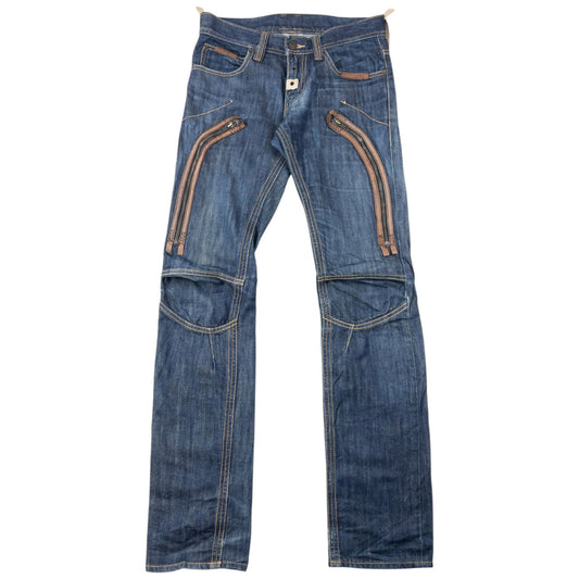 Vintage 2000sn PPFM Leather Detail Denim Jeans Size W29 | W29, Multicoloured