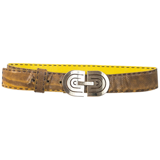 Vintage 90s Versace Snakeskin Leather Belt Size S | O/S, Brown