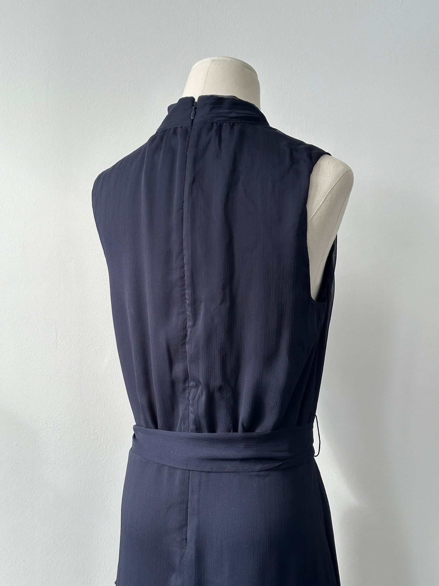 CeCe Asymmetric High Neck Sleeveless Dress - M
