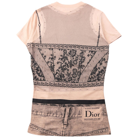 Vintage 2006 Dior By John Galliano Trompe L'oeil T Shirt Womens Size S | Small, Pink