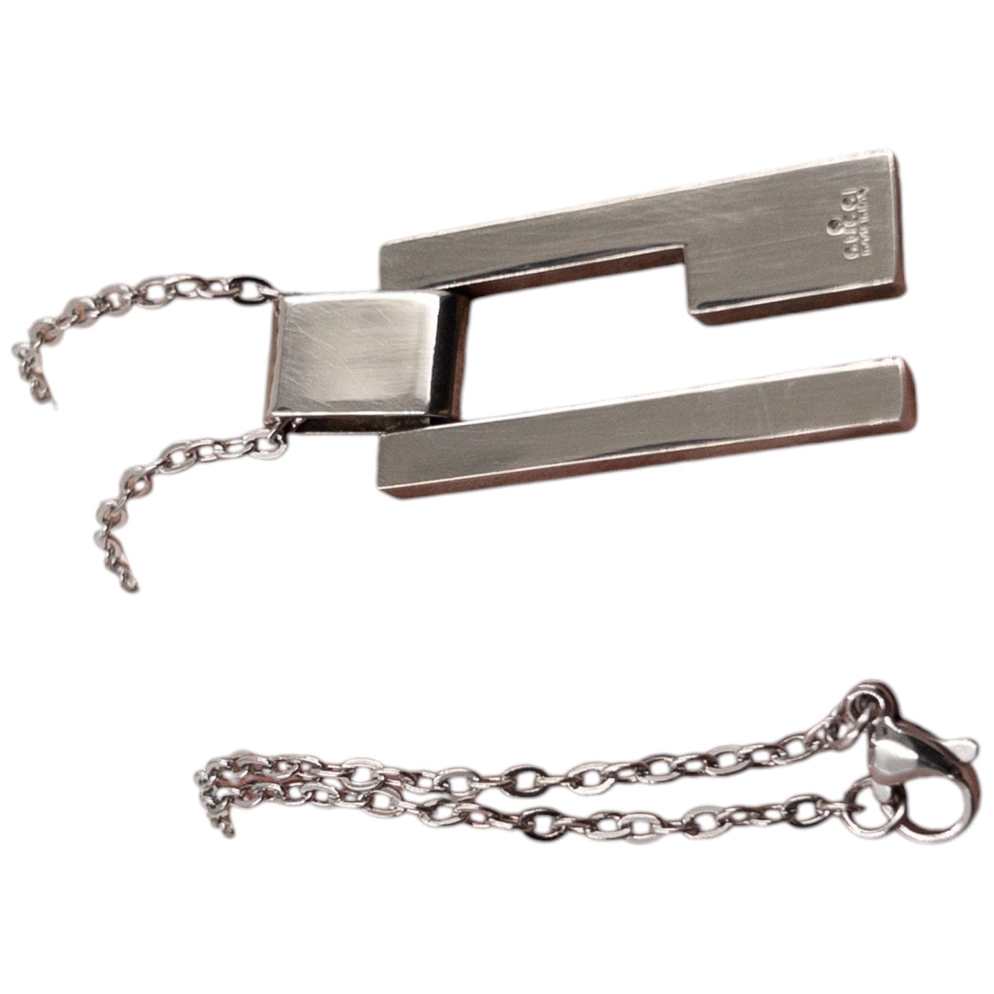 Vintage 2000s Gucci Silver G Plate Necklace | O/S, Grey
