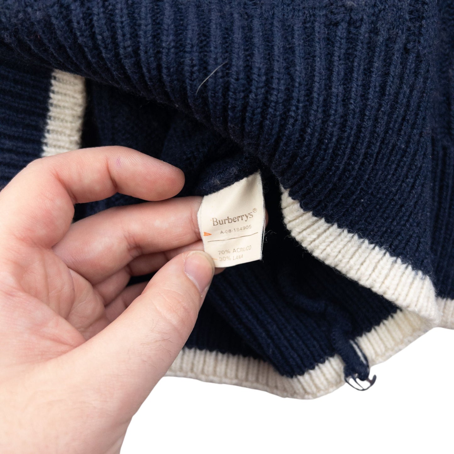 Vintage 90s Burberry Embroidered Knit Turtleneck Jumper Size XS