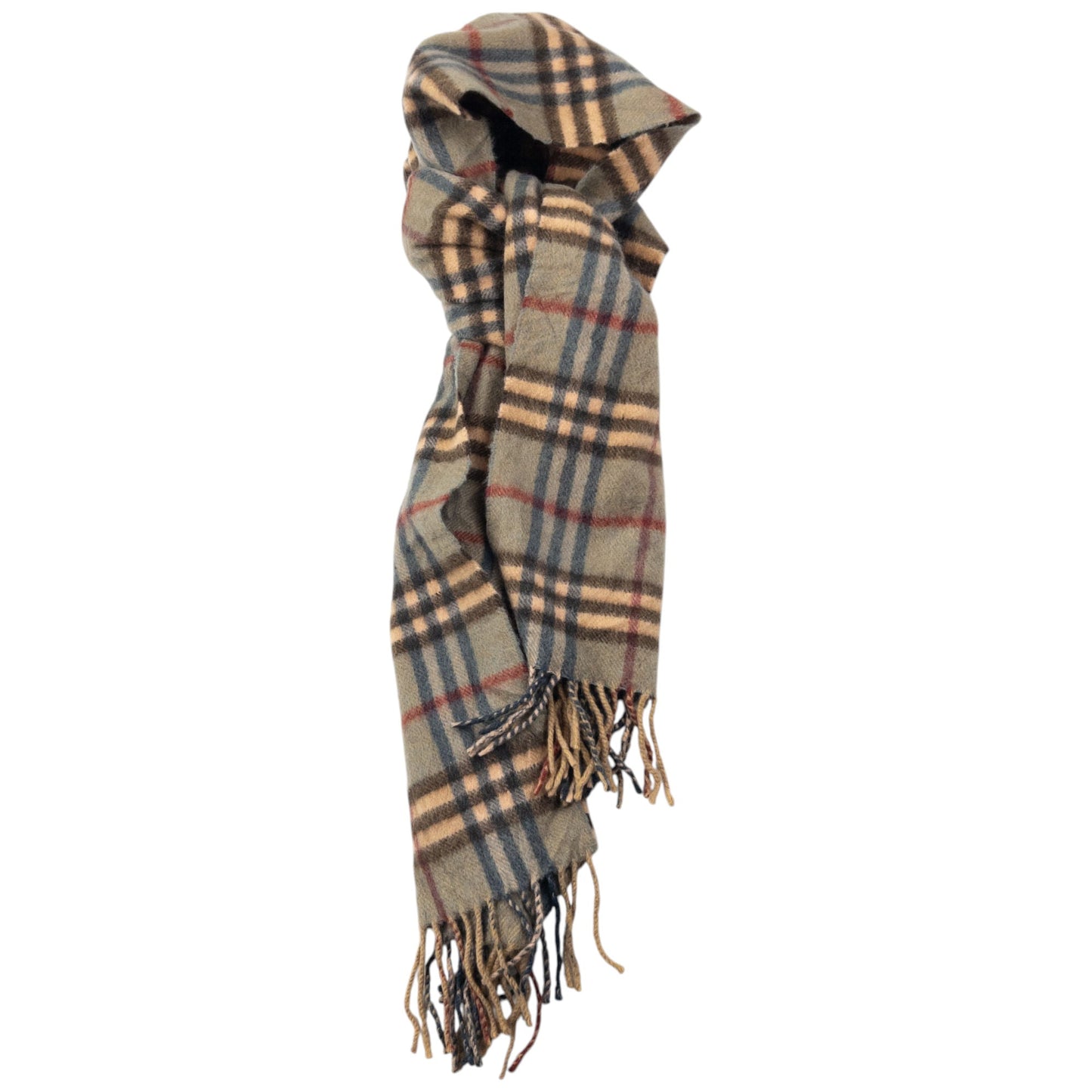 Vintage Burberry Nova Check Cashmere Tassel Scarf