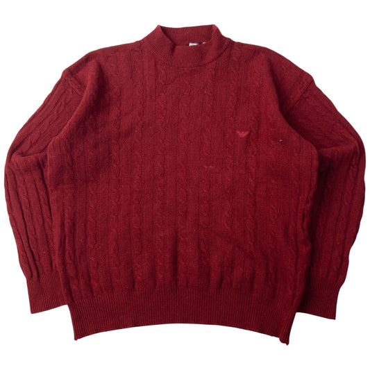Vintage Emporio Armani Cable Knit Wool Jumper Size S