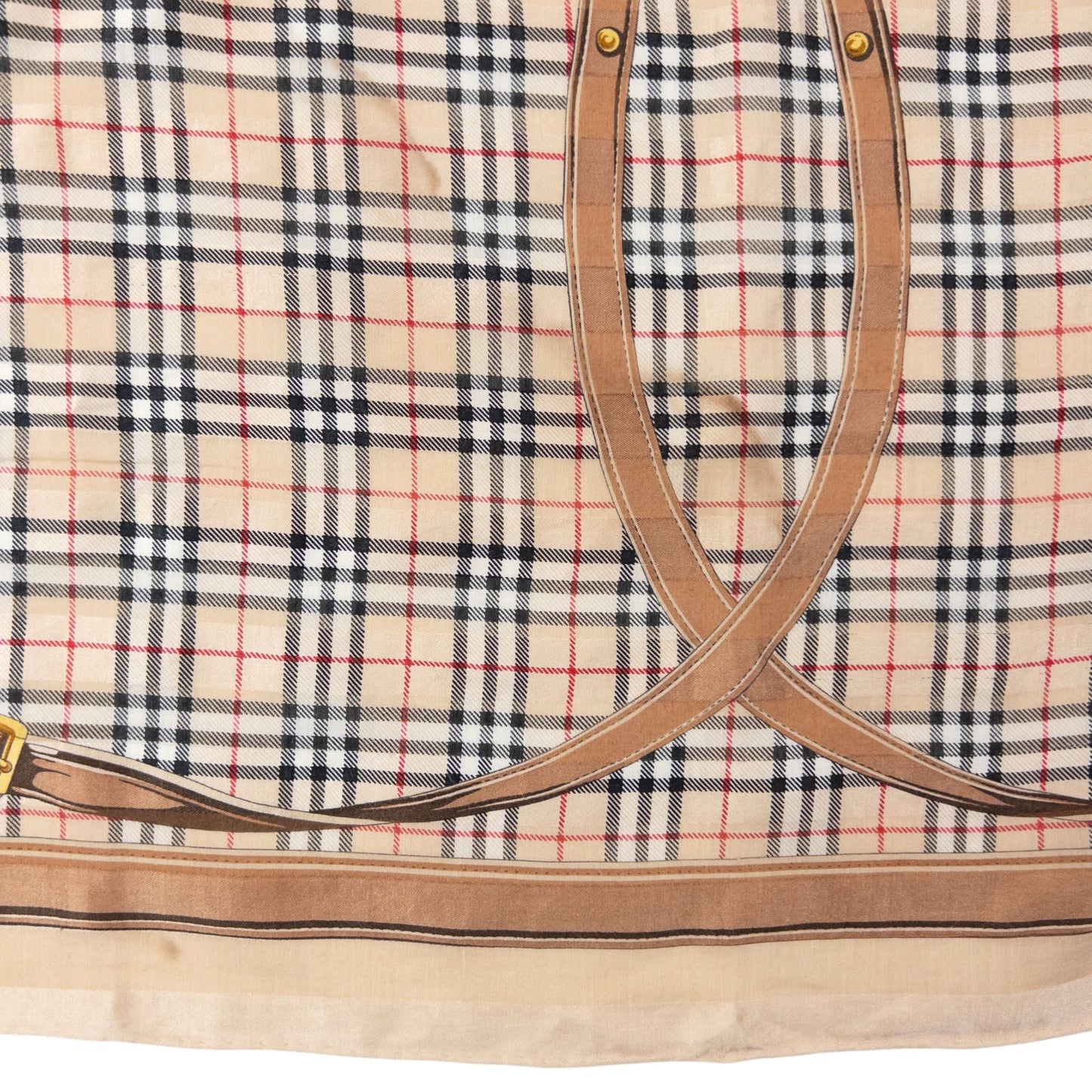 Vintage 90s Burberry Nova Check Buckle Print Silk Scarf | O/S, Beige