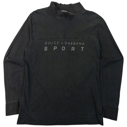 Vintage 2000s Dolce & Gabbana Sport Q Zip Lightweight Sweatshirt Size S | Small, Black