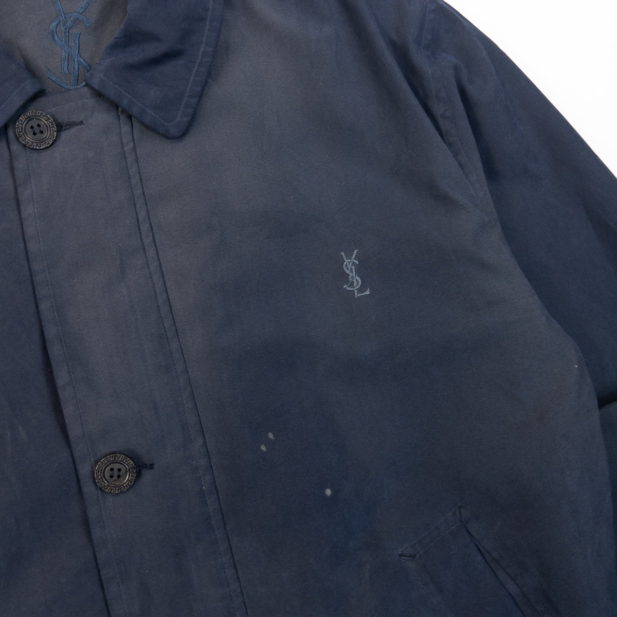 Vintage 90s YSL Yves Saint Laurent Harrington Jacket Size M | Medium, Navy