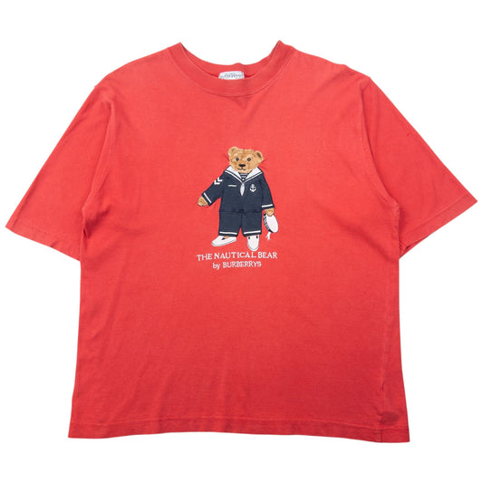 Vintage 90s Burberry The Nautical Bear Embroidered T Shirt Size S