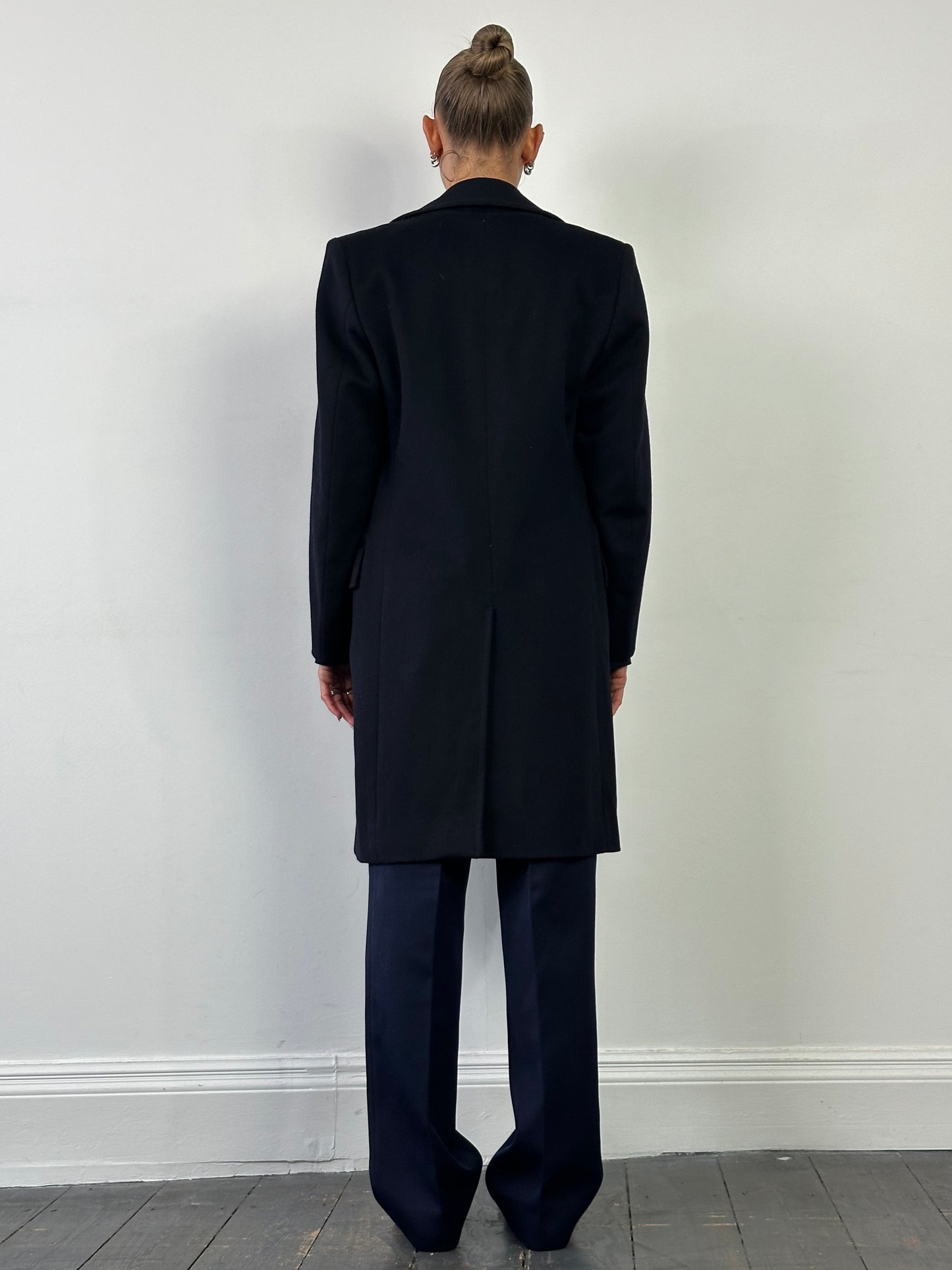 Vintage Pure Wool Large Lapel Double Breasted Coat - M