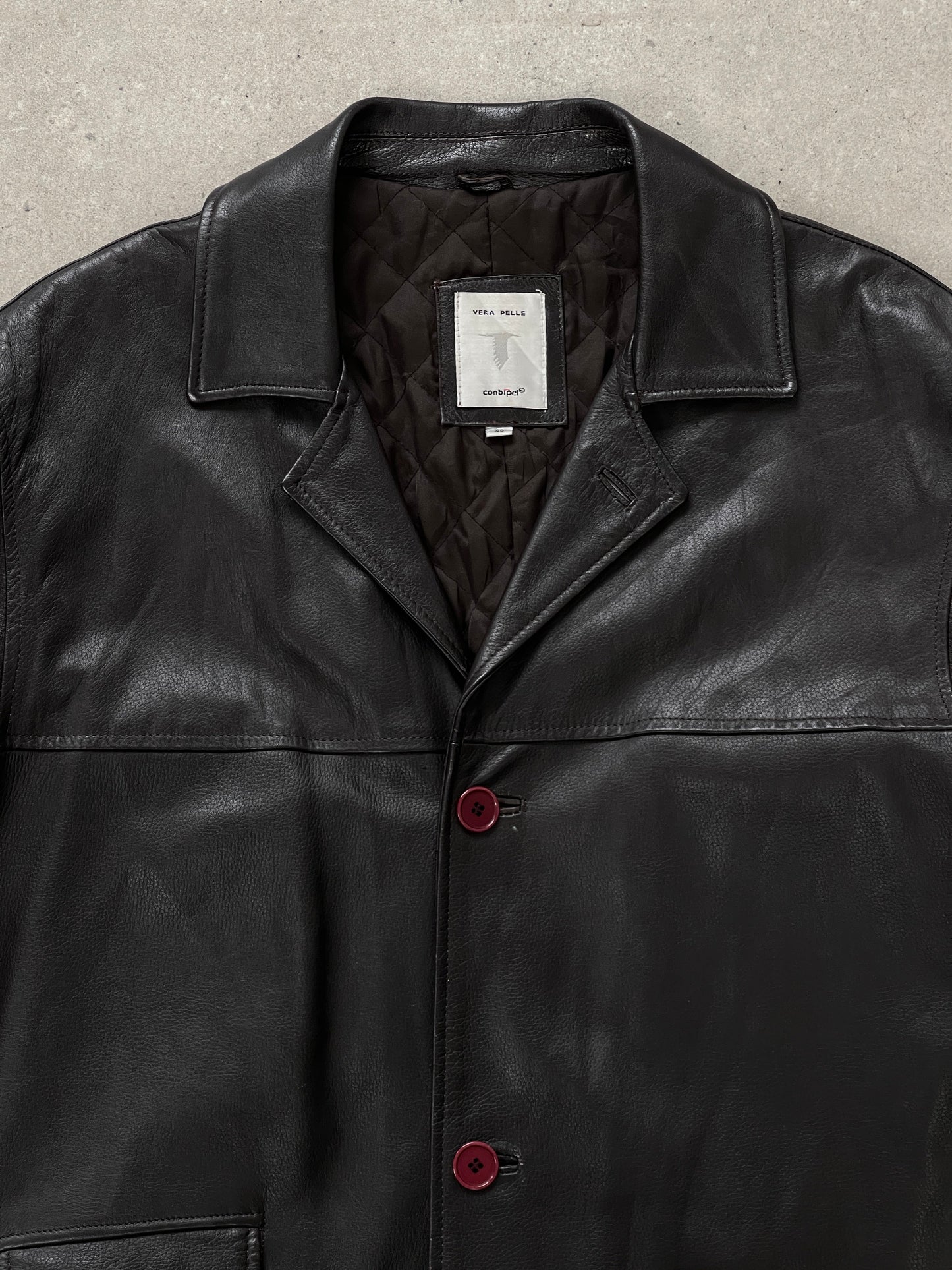 Conbipel 1990s Leather Trench Coat - XL