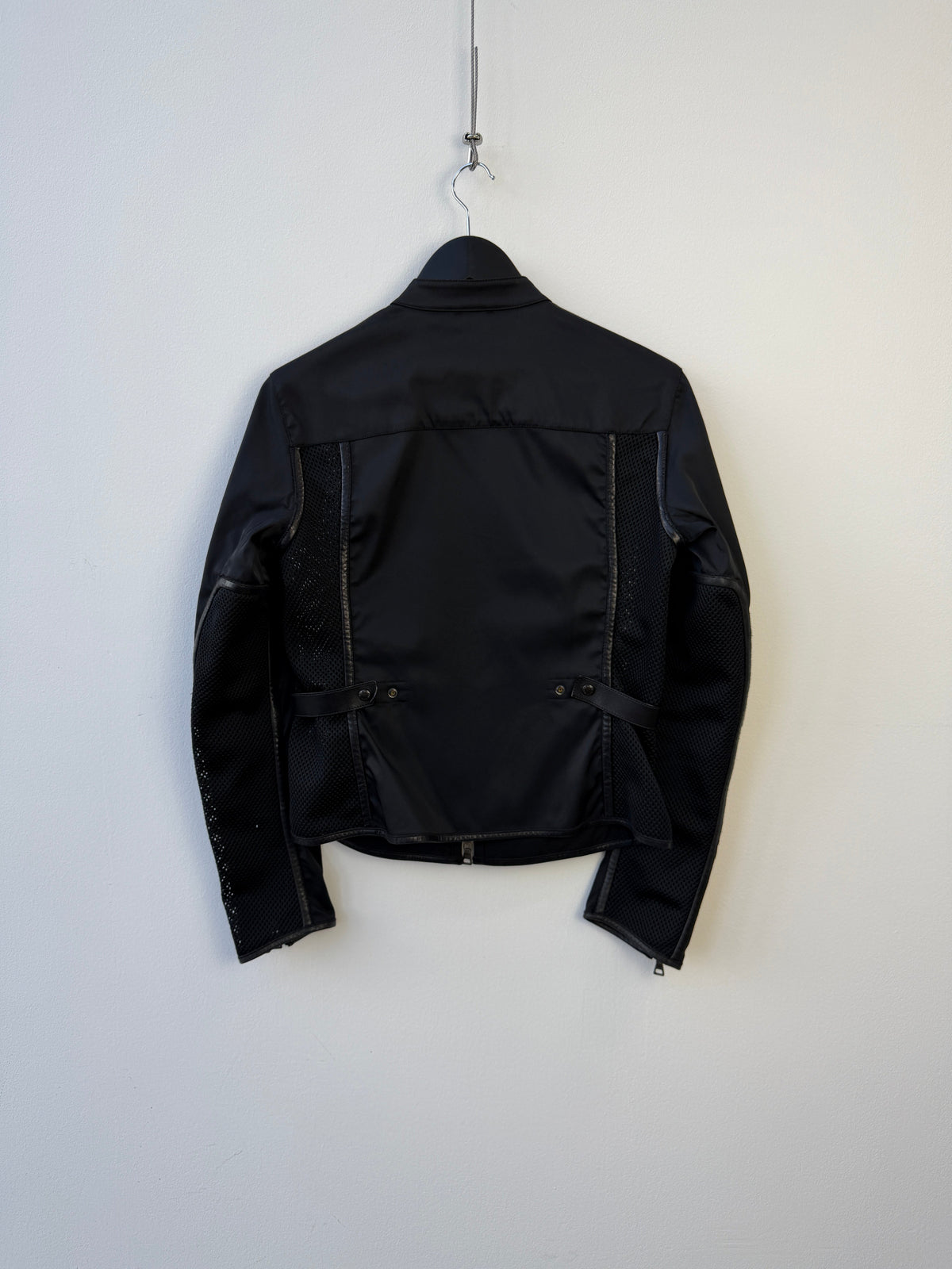 Prada Sport Spring Summer 2000 Mesh & Leather Biker Jacket | O/S, Black