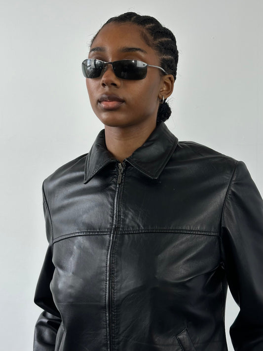 Vintage 1990s Smooth Leather Cropped Jacket - S