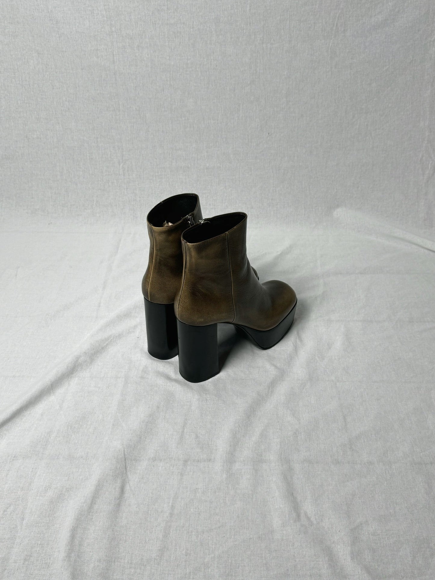 MIU MIU LEATHER PLATFORM BOOTS | DEFAULT TITLE, Beige