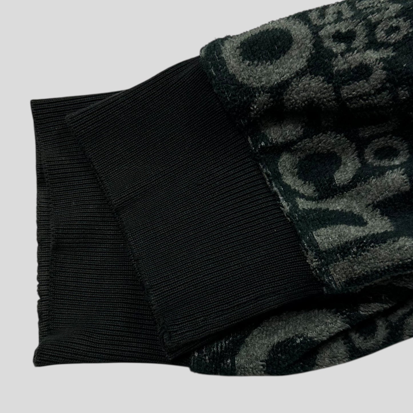 Moschino Jeans 1998 Spellout Logo Teddy Cotton Fleece Jumper - L/XL | Default Title, Black and Gray