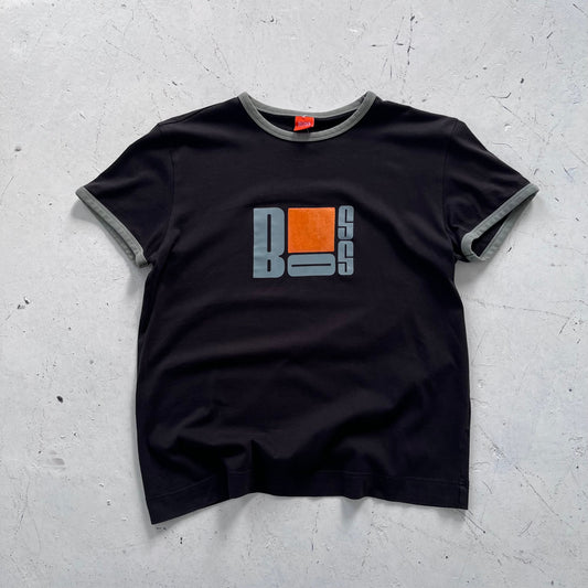 2000s hugo boss orange graphic ringer tee | Black, Black