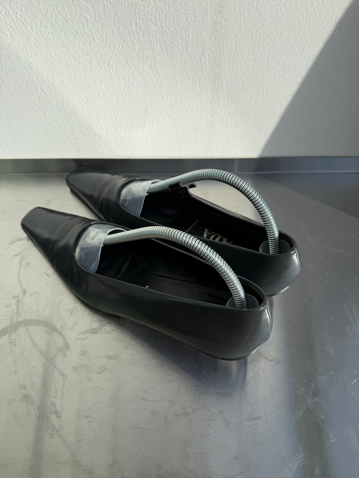 Prada 90s Leather Square Toe Mary Jane Kitten Heels | UK 38.5, Black