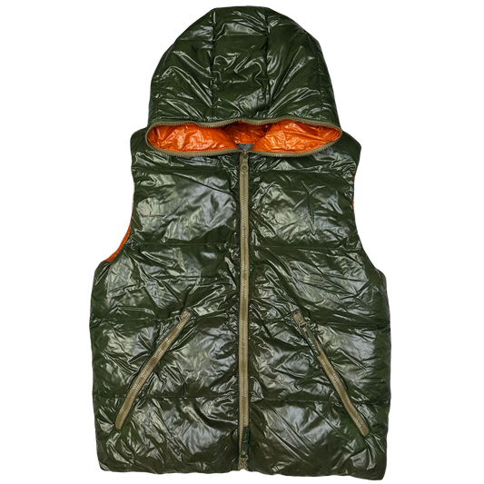 Duvetica Hooded Puffer Gilet In Khaki Green ( S )