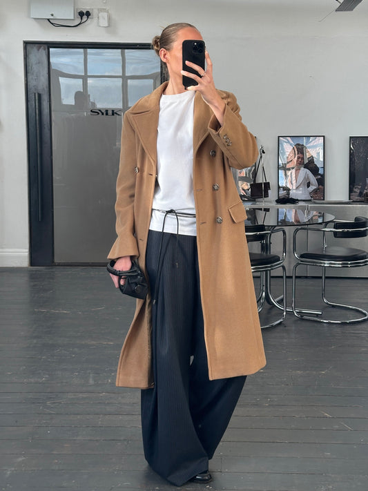 Marella 1990s Virgin Wool Double Breasted Coat - M