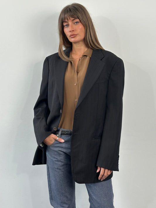 Armani Collezioni 2000s Pure Wool Pinstripe Blazer - 40R/L