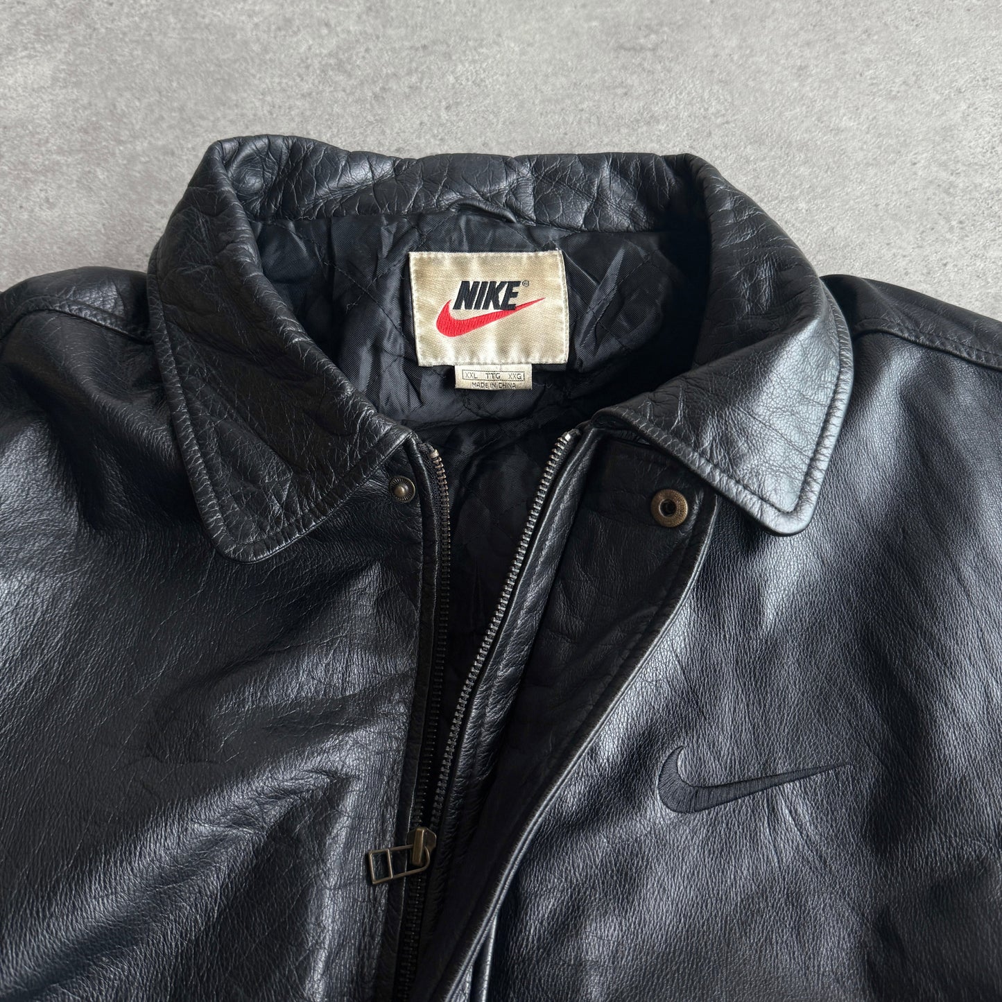 Nike RARE 1990s heavyweight leather jacket (XXL)