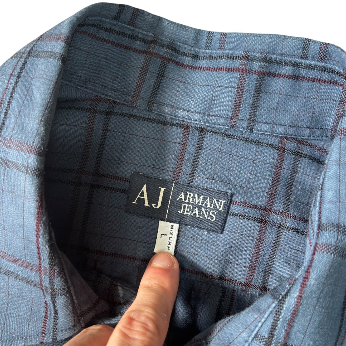 Armani Jeans 00’s Plaid Long Sleeve Shirt L | Large, Blue