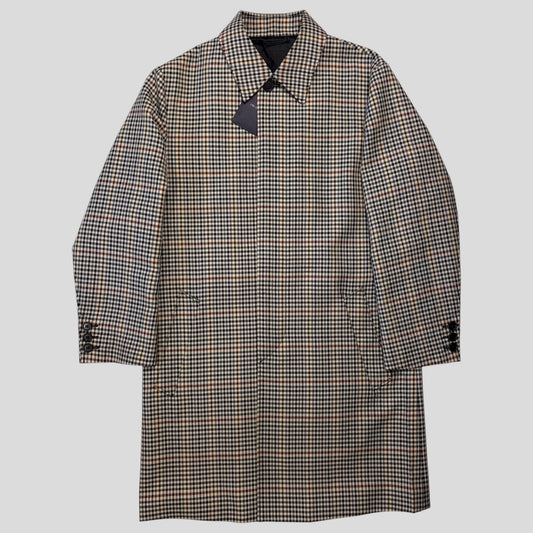 Prada 2020 Plaid Houndstooth Impermeable Virgin Wool Car Coat - M | O/S, Red