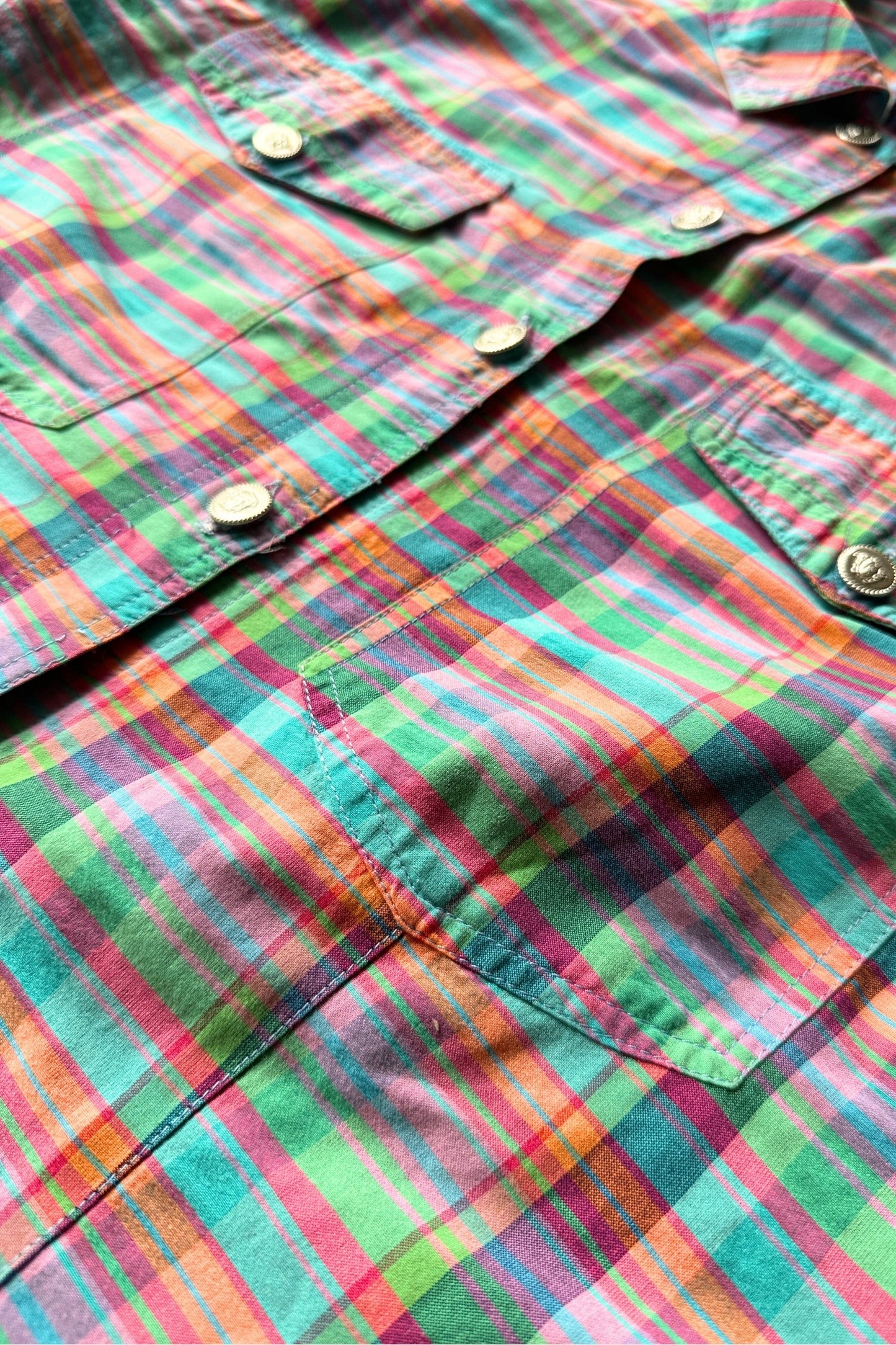 Versace Vintage Check Gingham Print Purple Shirt