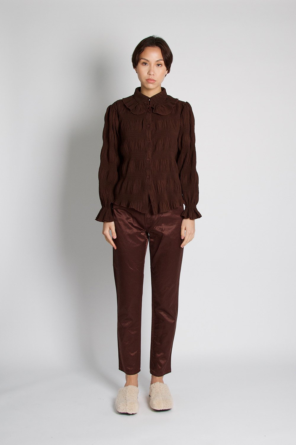 Thomas Burberry Vintage Satin Brown Trousers