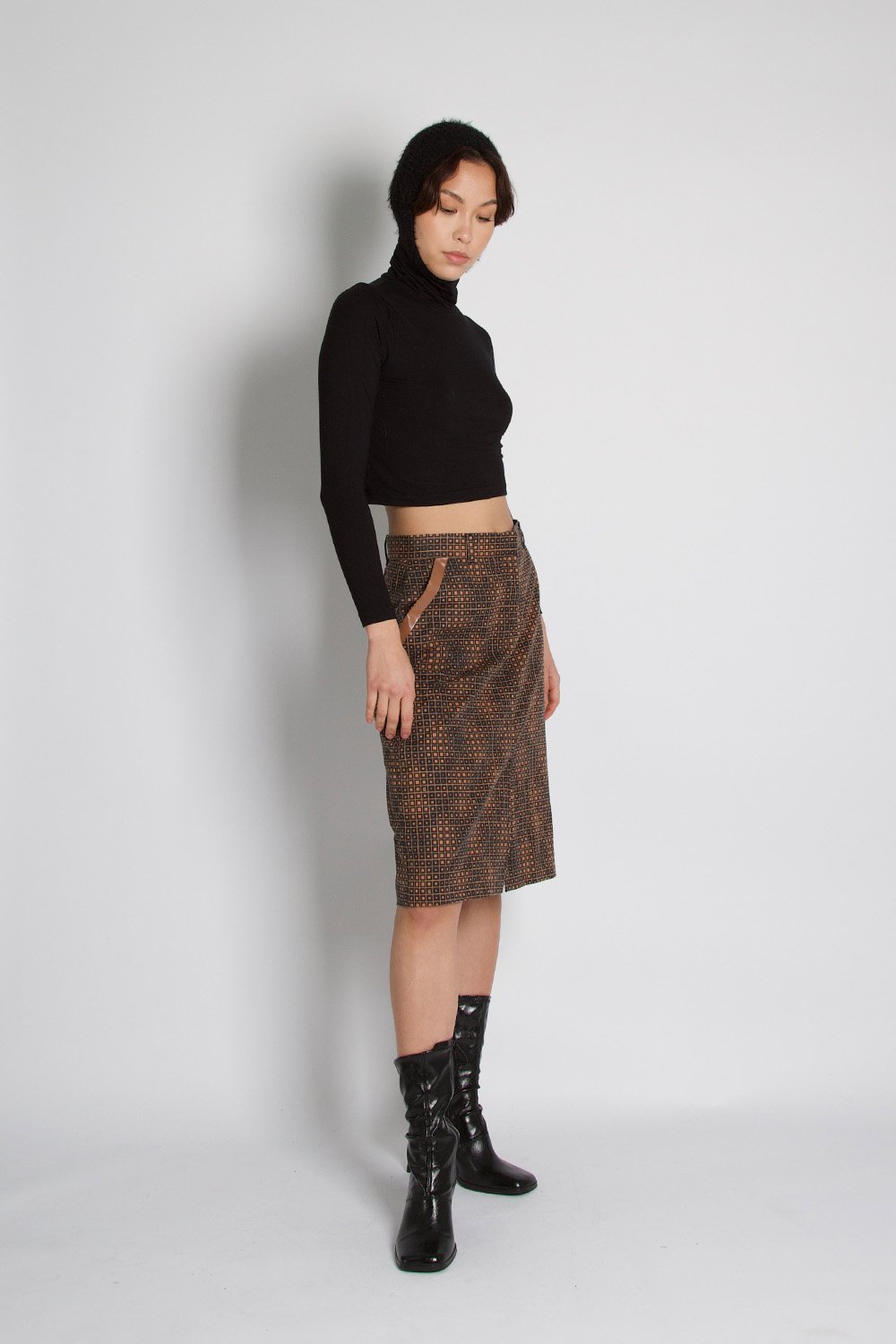Fendi Vintage Monogram FF Brown Skirt