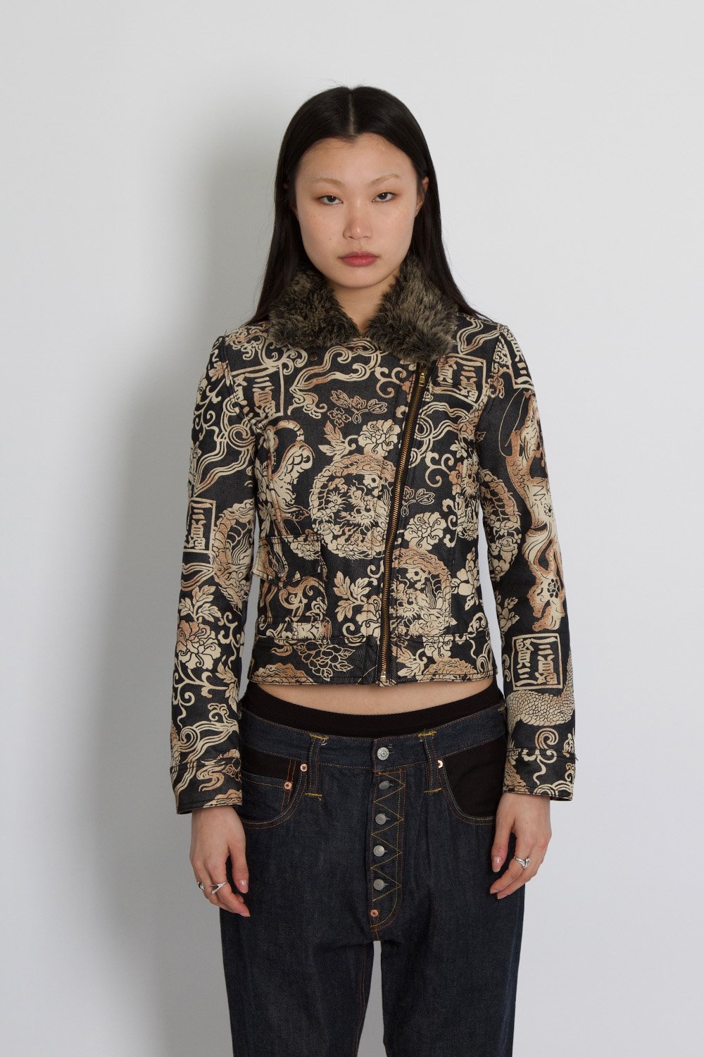 Kenzo Vintage Dragon Print Denim Jacket