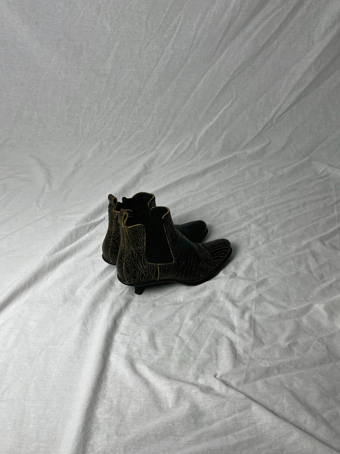 MIU MIU F/W 1999 CRACKED LEATHER CHELSEA BOOTS | DEFAULT TITLE, Black