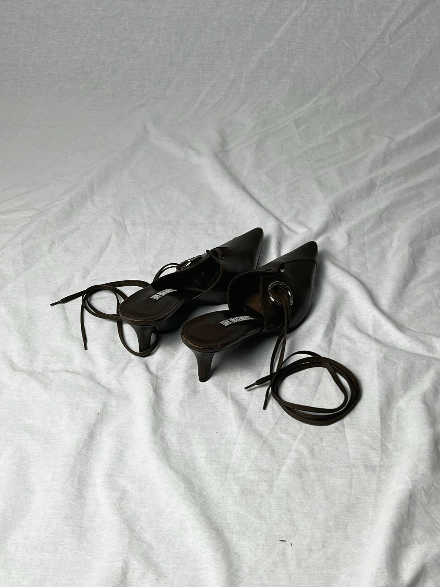 DIRK BIKKEMBERGS S/S 2003 EYELET KITTEN HEEL | Default Title, Brown