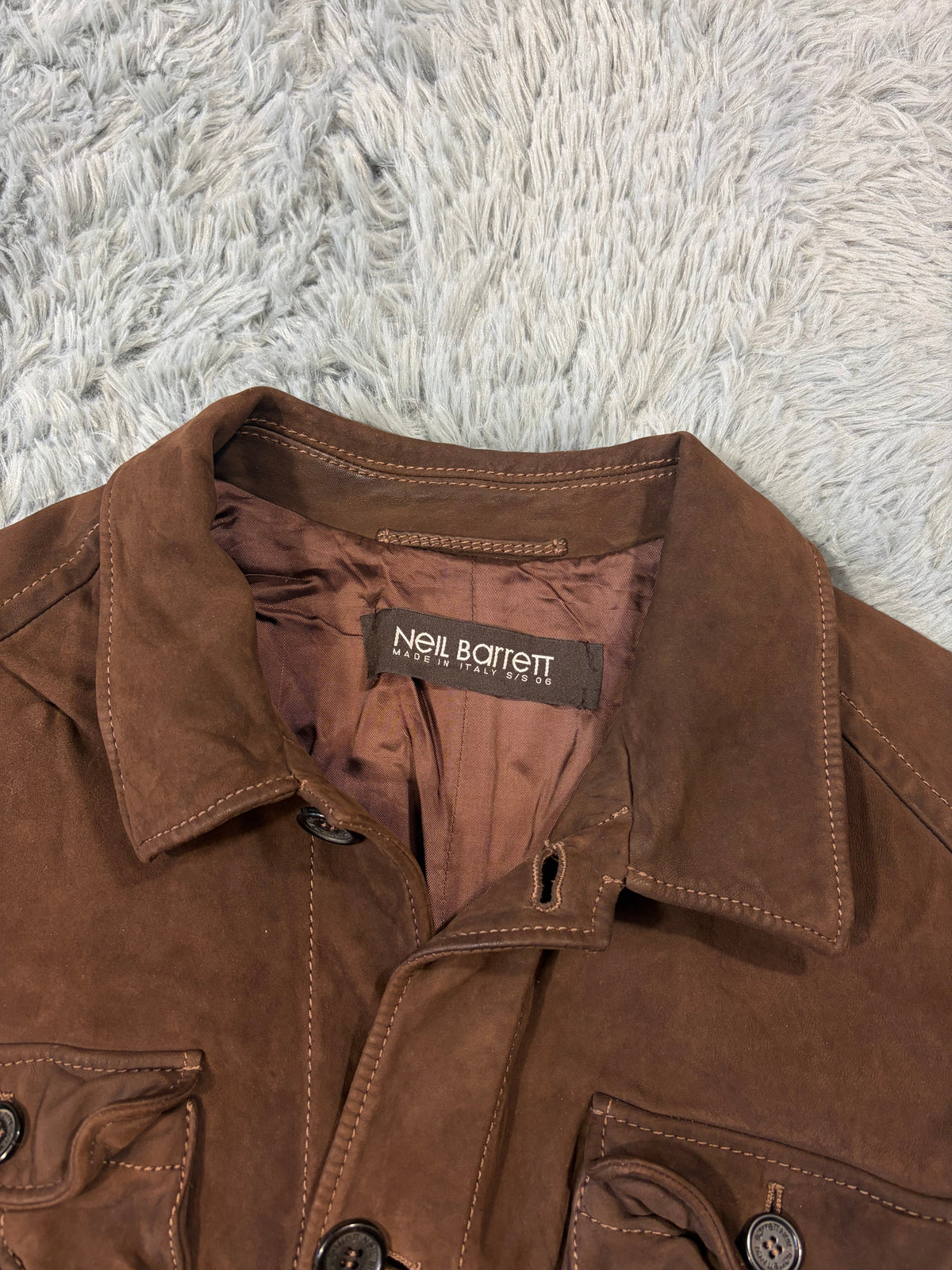 Neil Barrett 2006 Brad Pitt Suede Leather Multipocket Moto Jacket - M | Large, Brown