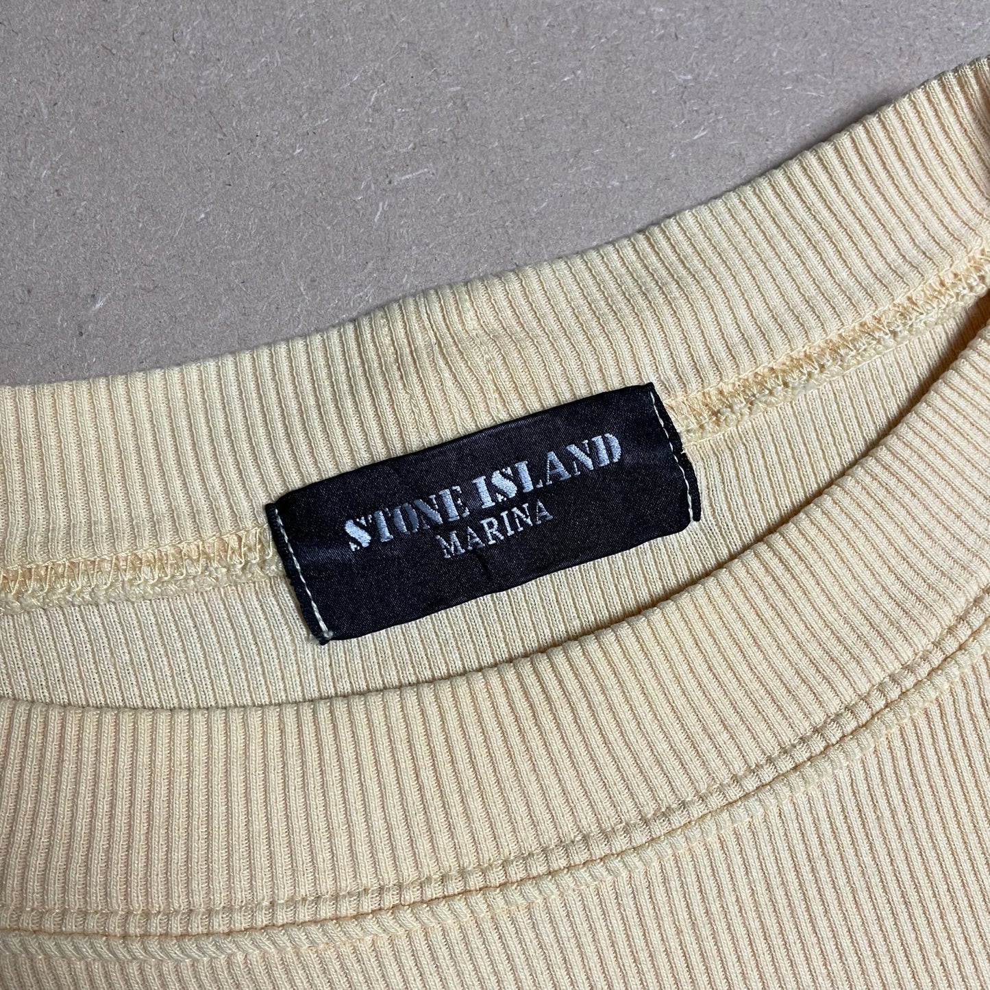 S/S 1988 Canary Yellow Marina Black Label Elastic Cotton Ribbed Ultra Light Crewneck