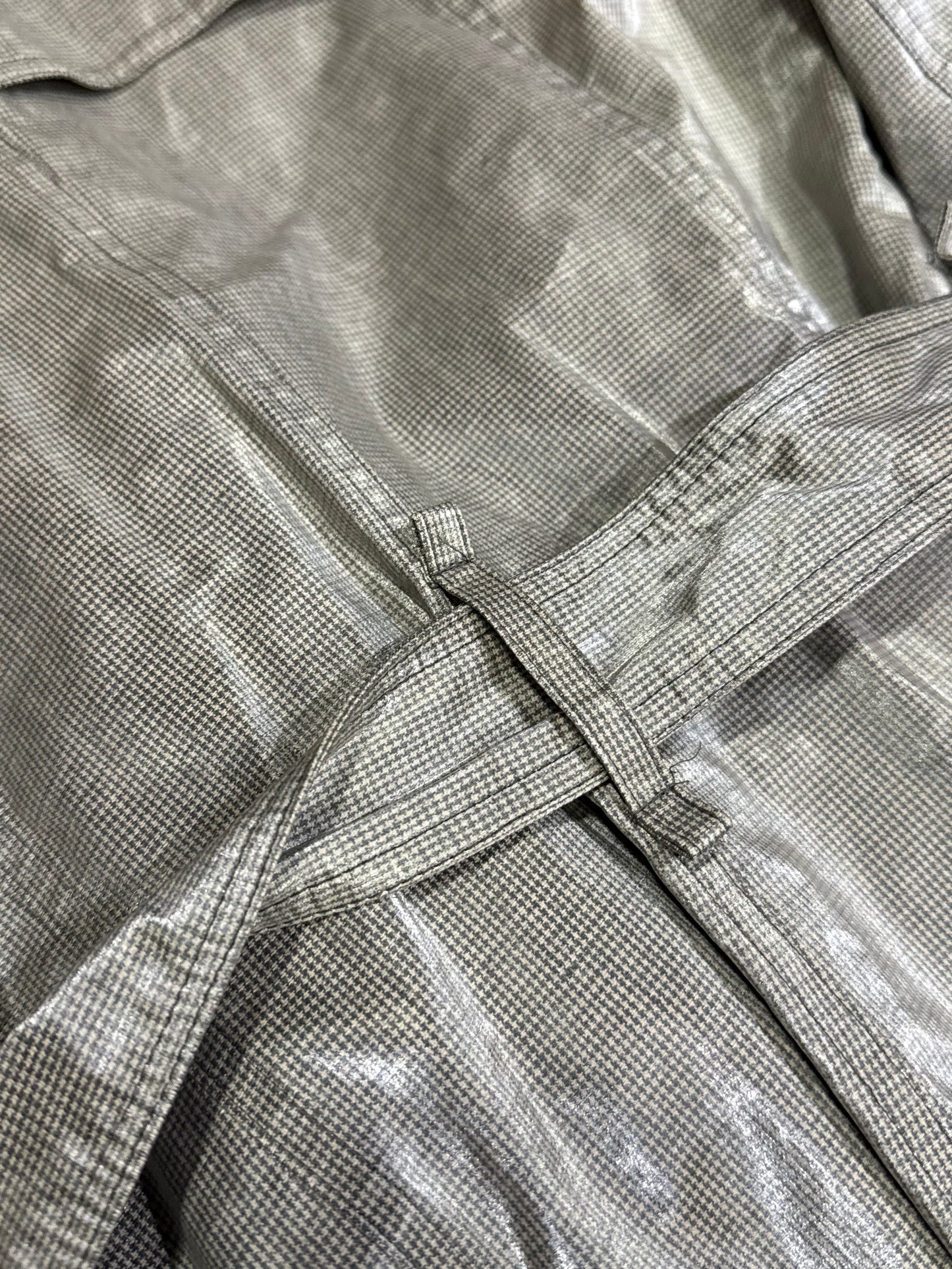 Armani Collezioni Late 90’s Lino Flax Linen Dogtooth Tranch Coat M