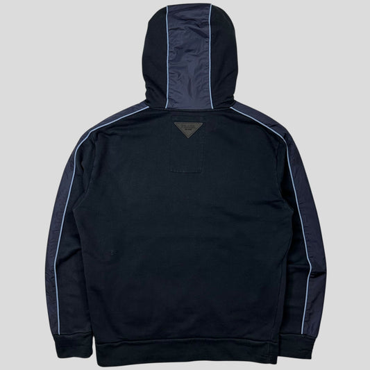 Prada Milano 2019 Rubber Triangle Nylon Piped Panel Hoodie - M