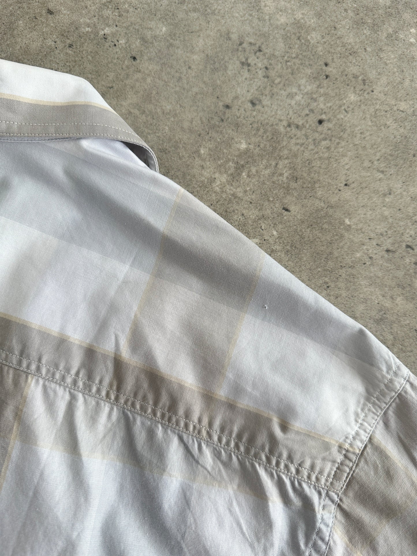 Yves Saint Laurent Pour Homme 1990s Cotton Check Short Sleeve Logo Shirt - XL