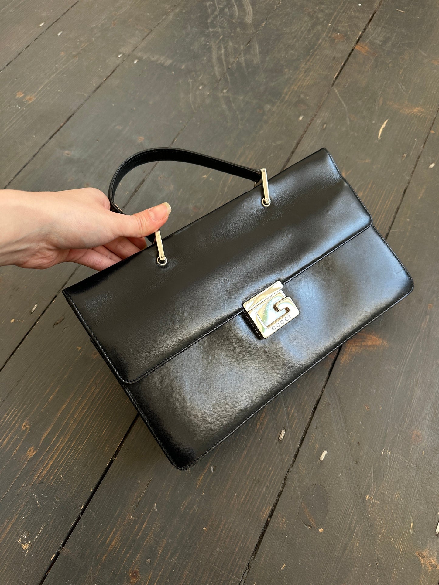 Gucci 1990s Tom Ford Square G Leather Handbag