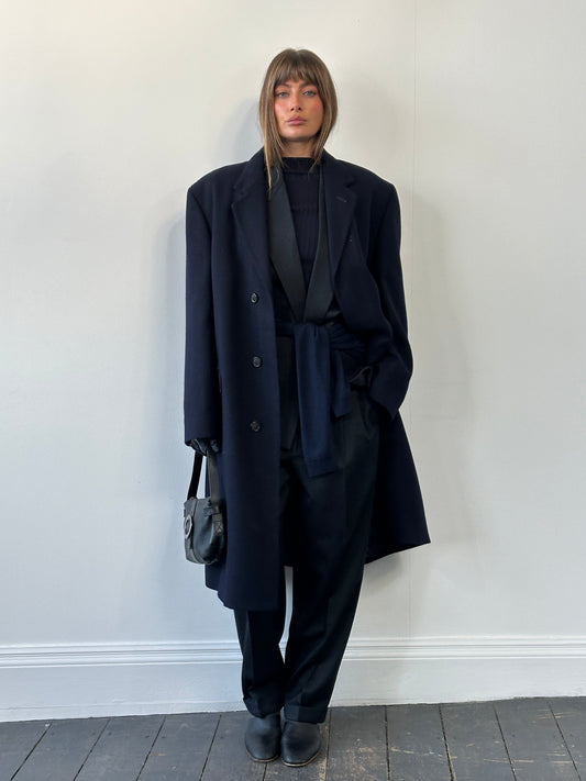 Pierre Cardin 1990s Pure Wool Concealed Placket Coat - XL/XXL