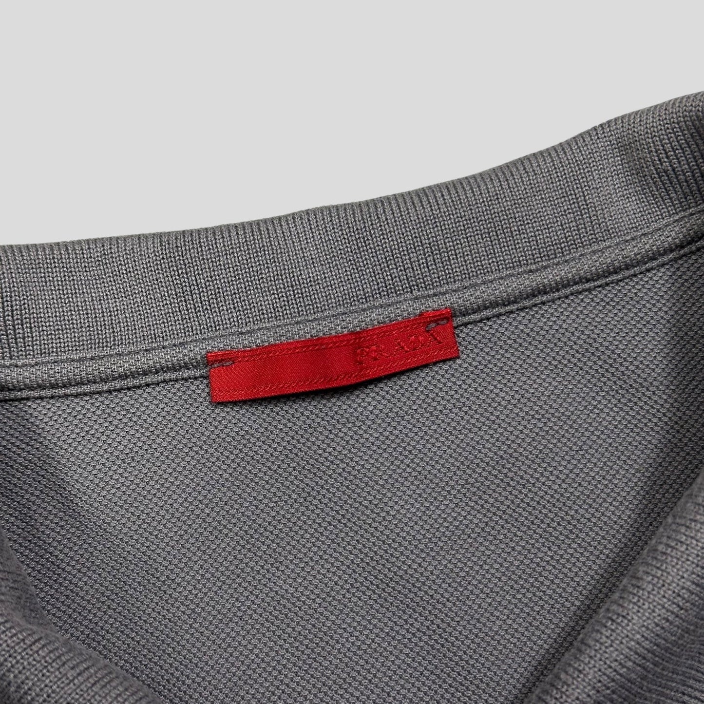 Prada Sport 2008 Embroidered Stripe Red Tab Polo Shirt - M