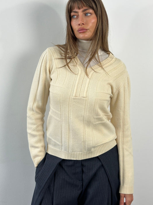 Versace Jeans Couture 2000s Pure Merino Wool Structured Knit Jumper - XS/S