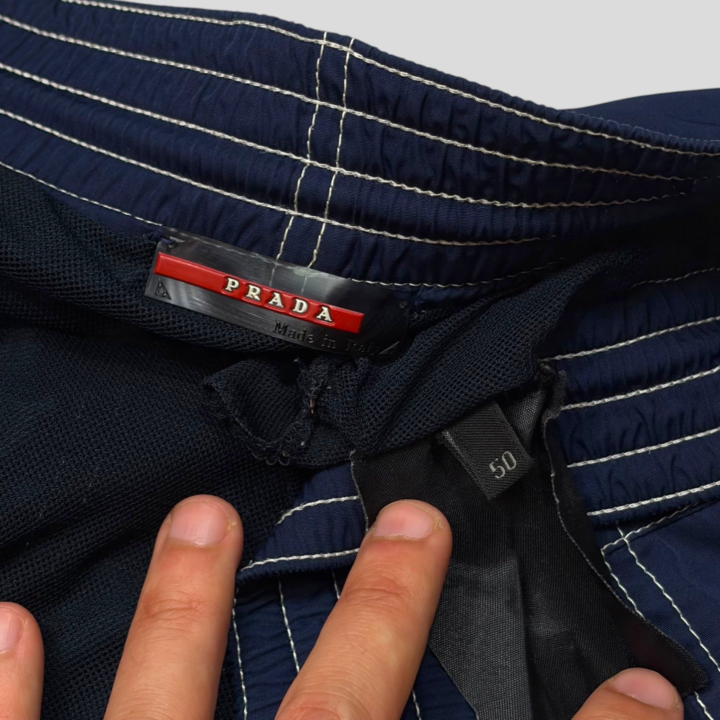 Prada Sport 00’s Nylon Contrast Stitch Baggy Board Shorts - M/L | Default Title, Multicoloured