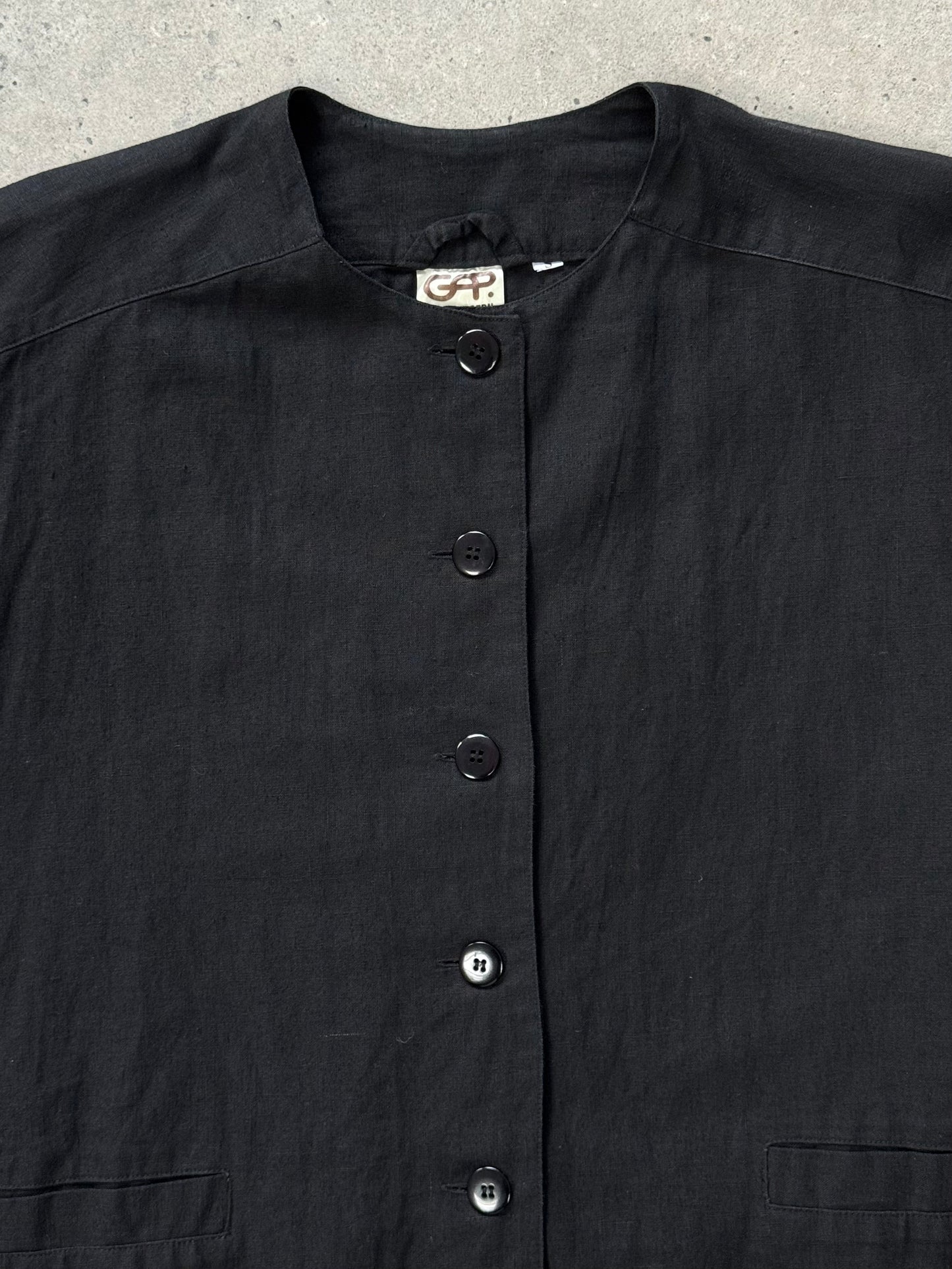 Vintage 1990s Linen Cotton Boxy Crop Jacket – M