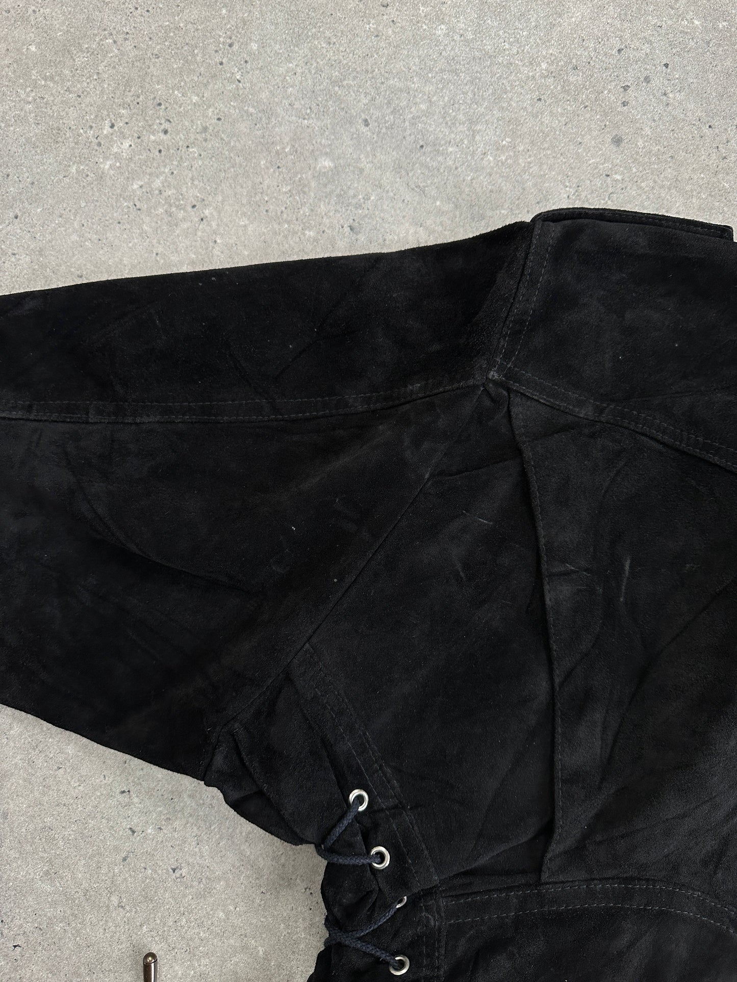 French Vintage 1980s Suede Cropped Biker Jacket - S/M