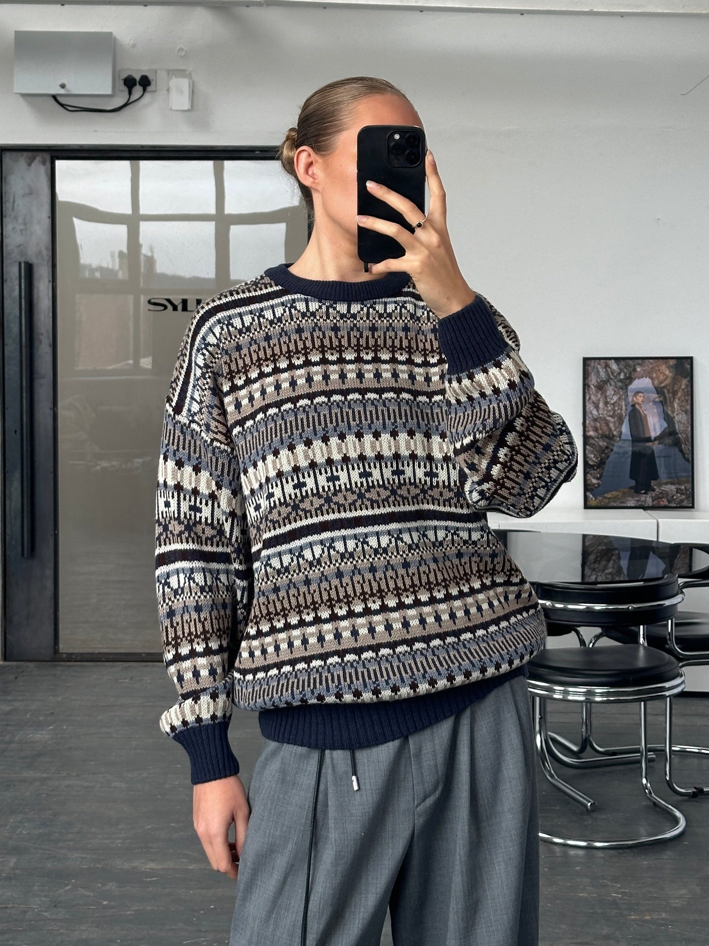 Vintage 1990s Fair Isle Knitted Jumper - L/XL