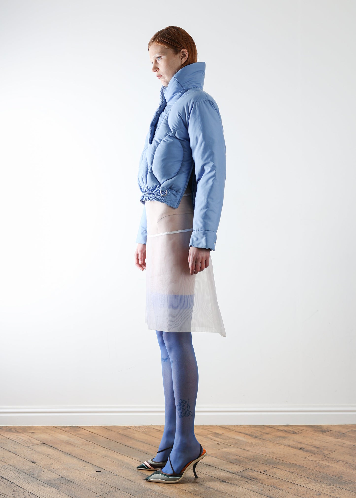 80's Dilrani Baby Blue cropped Puffer Jacket